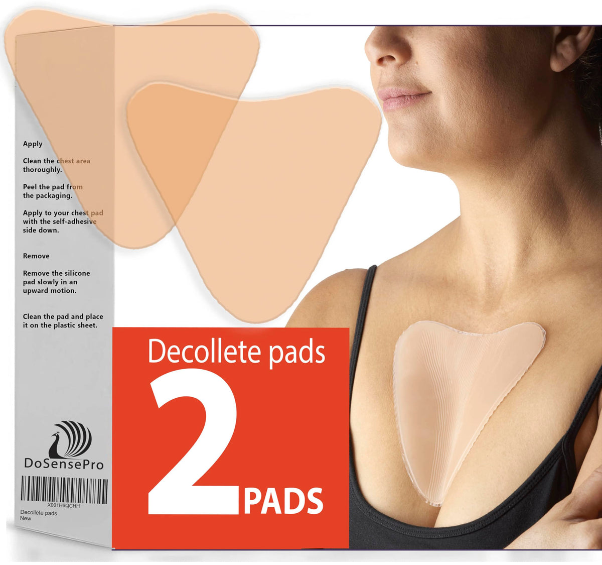 DoSensePro chest pad soft-silicone overview for overnight smoothing.