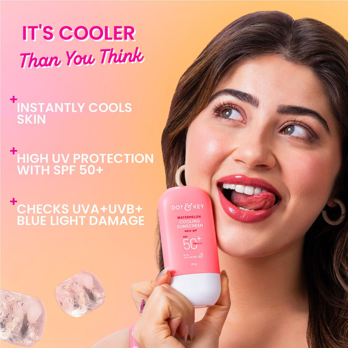 Creamy texture of Dot & Key Watermelon Sunscreen applied on the face
