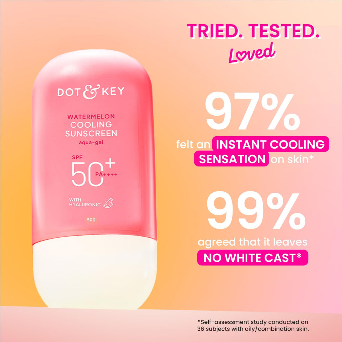 Texture swatch of Dot & Key Watermelon Sunscreen showing smooth application