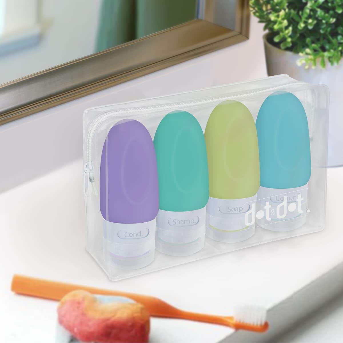 Dot&Dot BPA-free silicone bottles ensure safe, durable travel storage.
