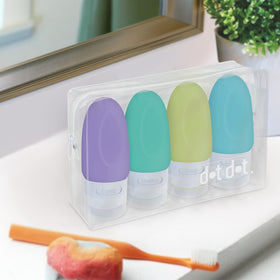Dot&Dot BPA-free silicone bottles ensure safe, durable travel storage.