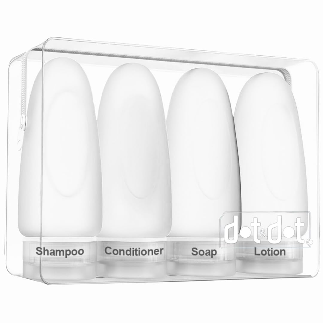 Dot&Dot 3oz silicone travel bottle ready for liquids on flights.