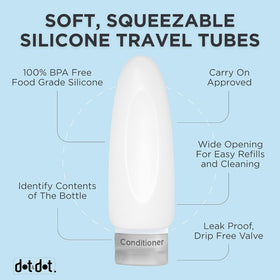 Dot&Dot color-differentiated bottles help distinguish contents quickly.