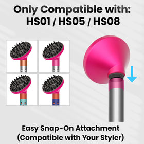 Dotspun nylon fiber nozzle shows heat-resistant diffuser tip for safe styling