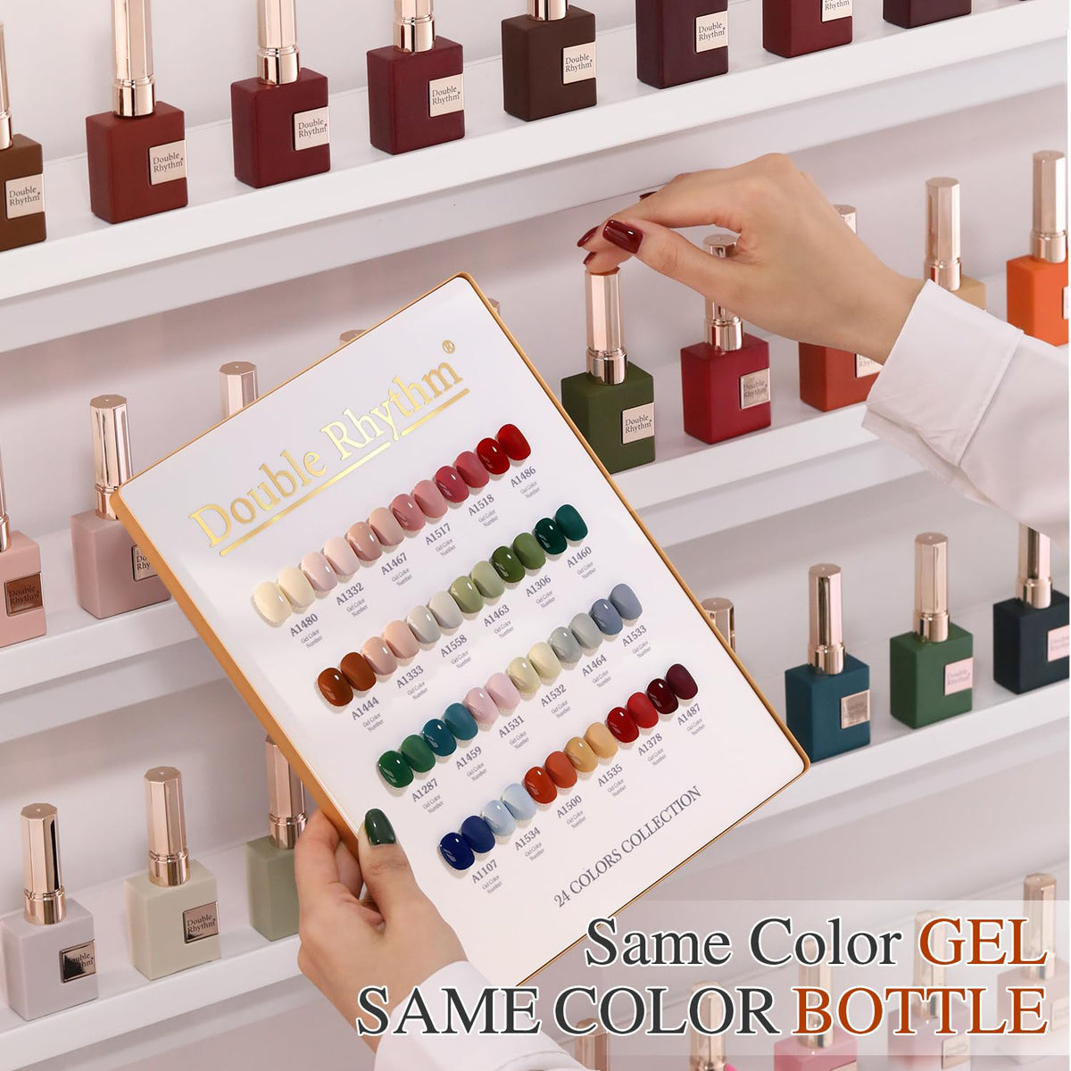 Double Rhythm 24x15ml gel polishes in all-season shades.