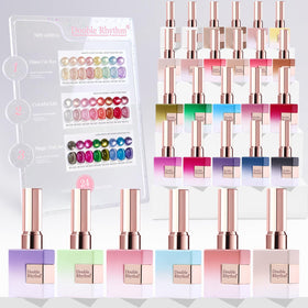 Double Rhythm 28Pcs gel polish set closeup showing glossy, smooth finish for salon-quality nails