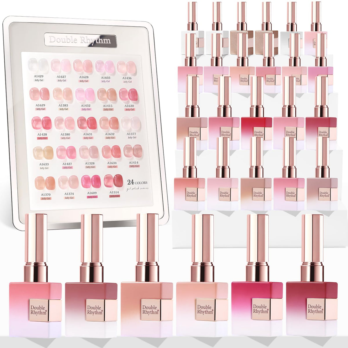 Double Rhythm 28Pcs gel polish set packshot shows vibrant all-season colors for DIY manicures.
