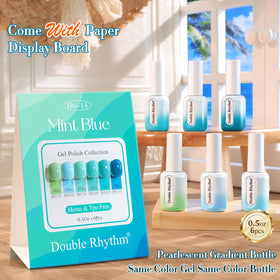 Double Rhythm blue teal polish and color chips shown for quick color matching.