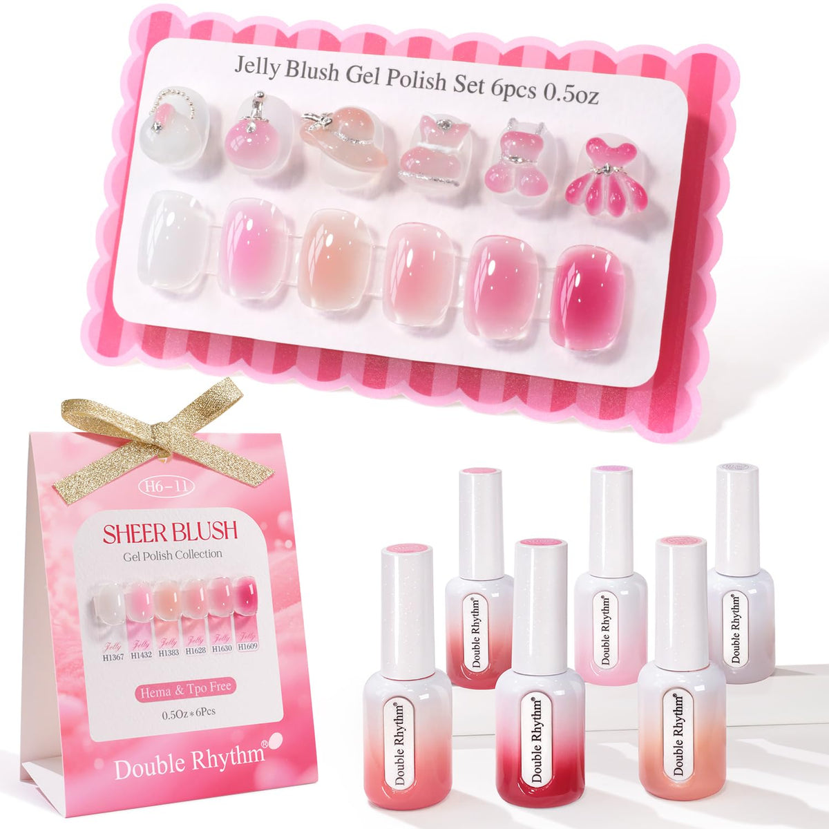 Double Rhythm gel polish set with six colors for versatile at-home manicures.