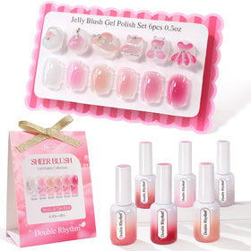 Double Rhythm gel polish set with six colors for versatile at-home manicures.