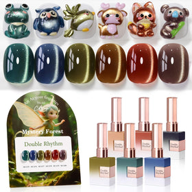 Double Rhythm green cat eye gel polish for vibrant at-home nails.