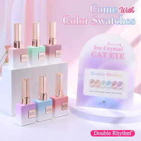 Double Rhythm Cat Eye gel polish pink shimmer bottle for sleek glossy nails