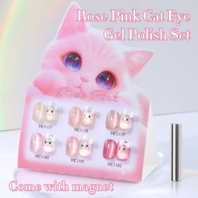 Double Rhythm Cat Eye magnetic holographic reflection polish offers a dynamic shimmering effect at home.