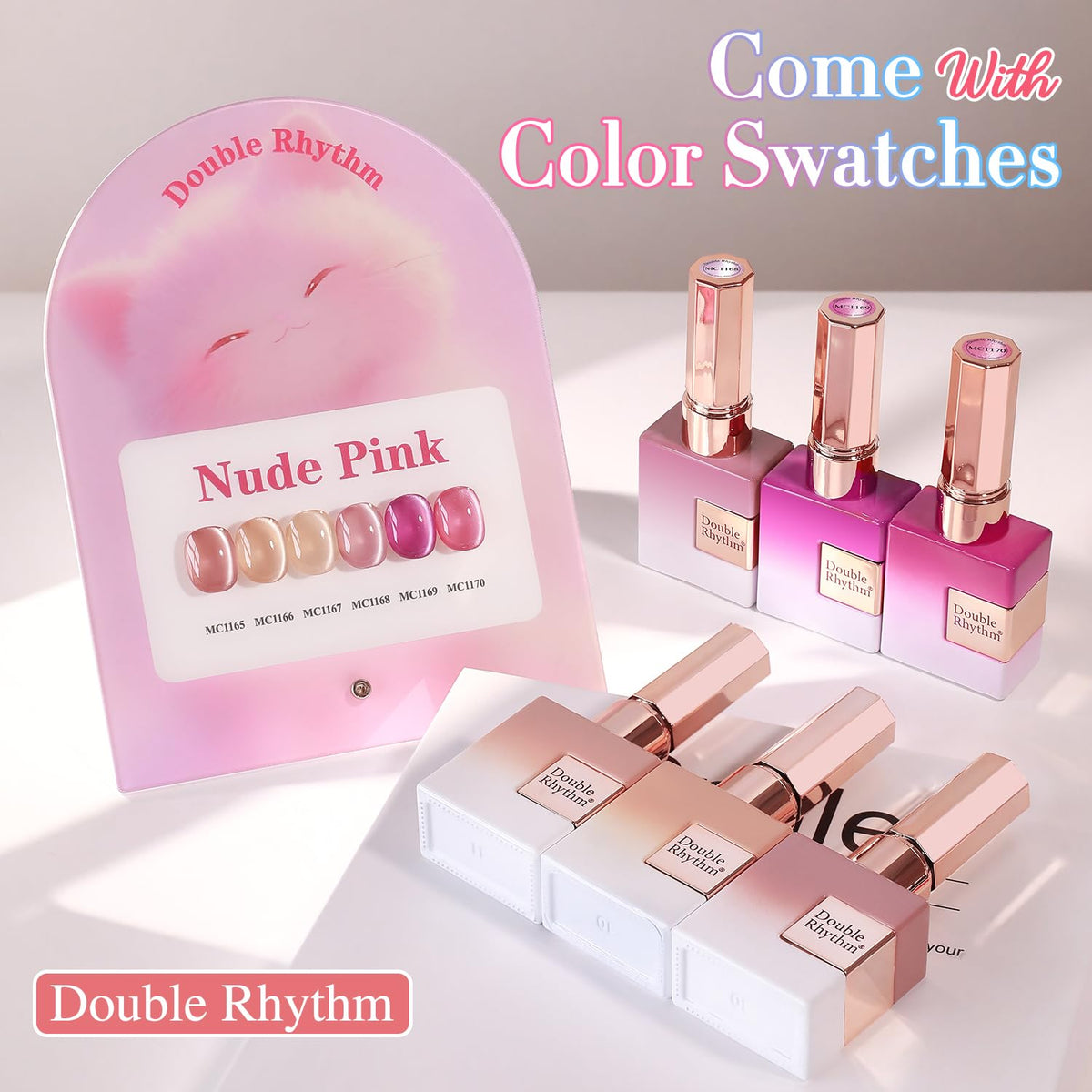 Double Rhythm Cat Eye Gel Polish Set bottle close-up highlighting shimmering finish.