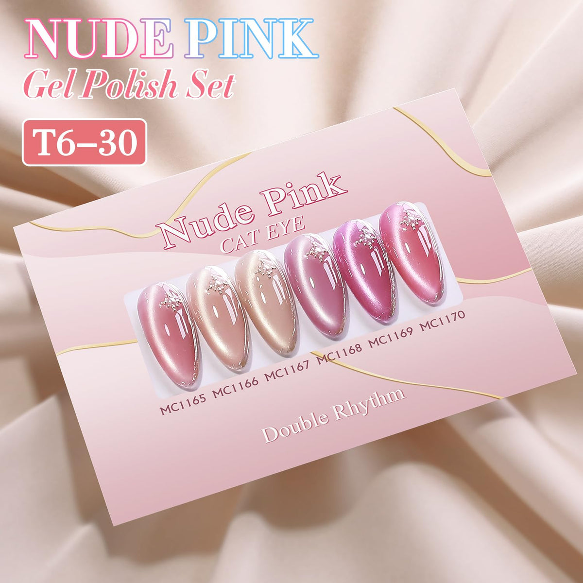 Double Rhythm Cat Eye Gel Polish Set magnetic shimmer effect on nail art.