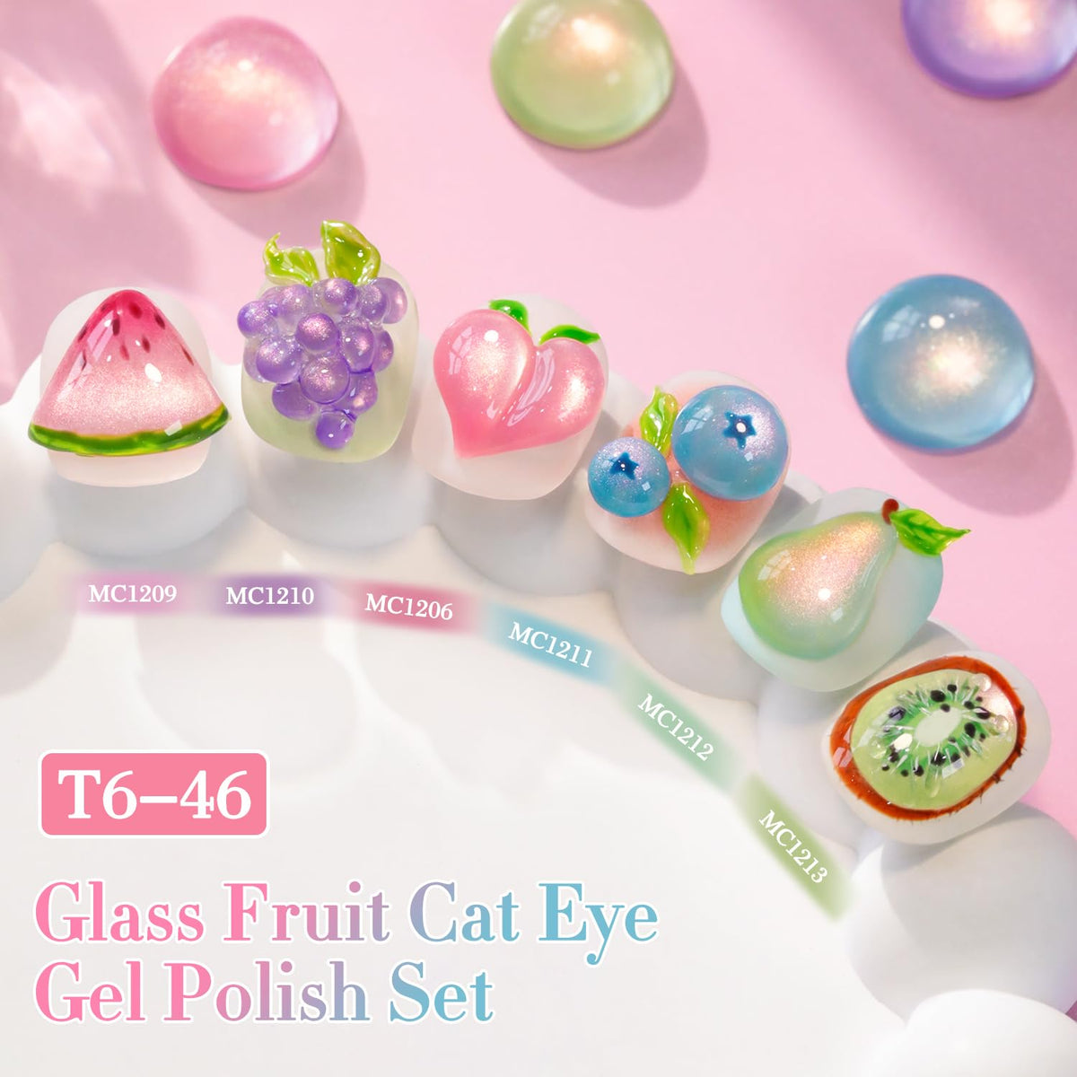 Double Rhythm Cat Eye Gel Polish Pink with holographic sparkle.