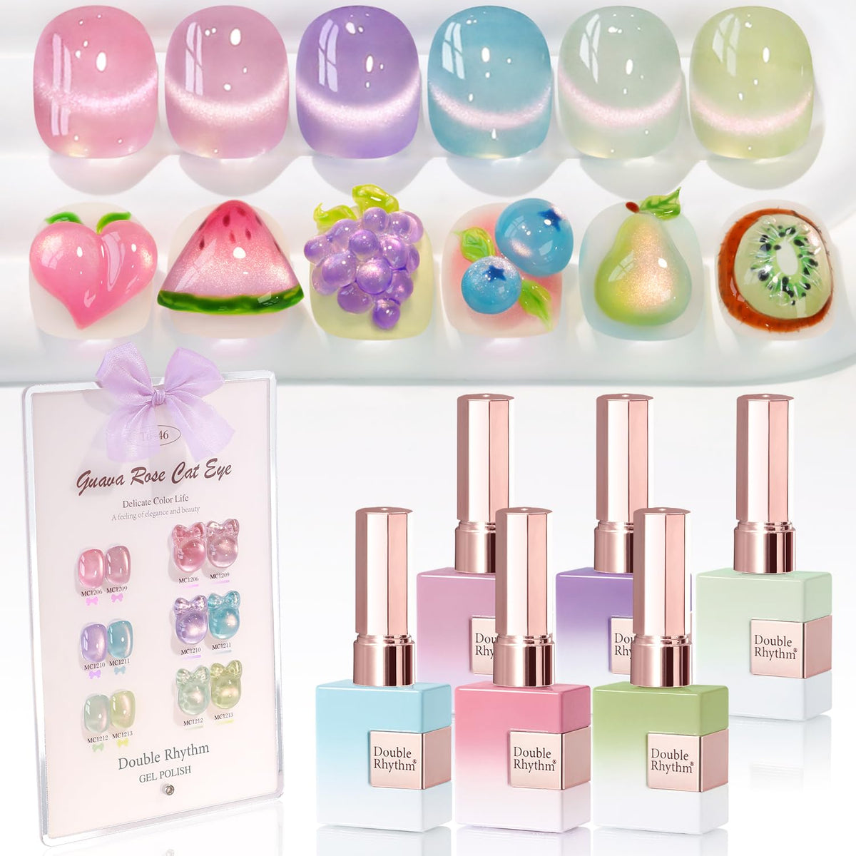 Double Rhythm Cat Eye Gel Polish Rose for vibrant at-home manicures.