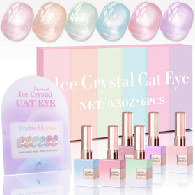 Double Rhythm Cat Eye gel polish silver shimmer bottle showing magnetic shimmer for chic nails