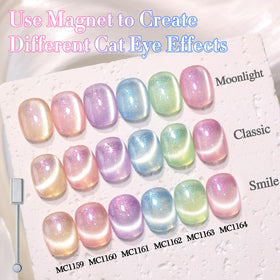 Double Rhythm cat-eye gel polish holographic-glow—reflective flecks shift with light