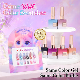 Double Rhythm gel polish swatches display all six shades for quick color planning