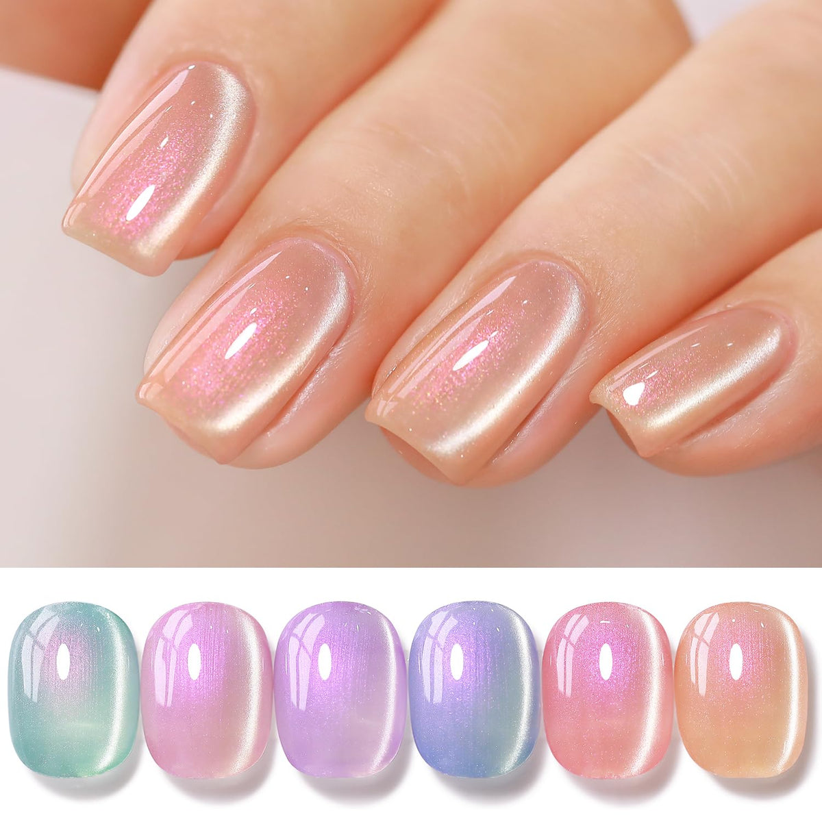 Double Rhythm cat eye polish collection with six colors for versatile nail art