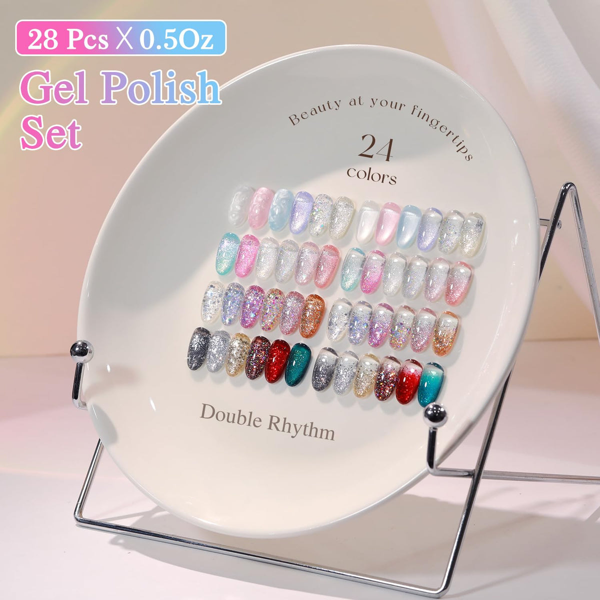 Double Rhythm clear top gel bottle for lasting sealing finish.