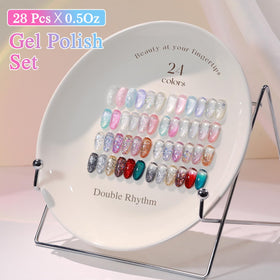 Double Rhythm clear top gel bottle for lasting sealing finish.