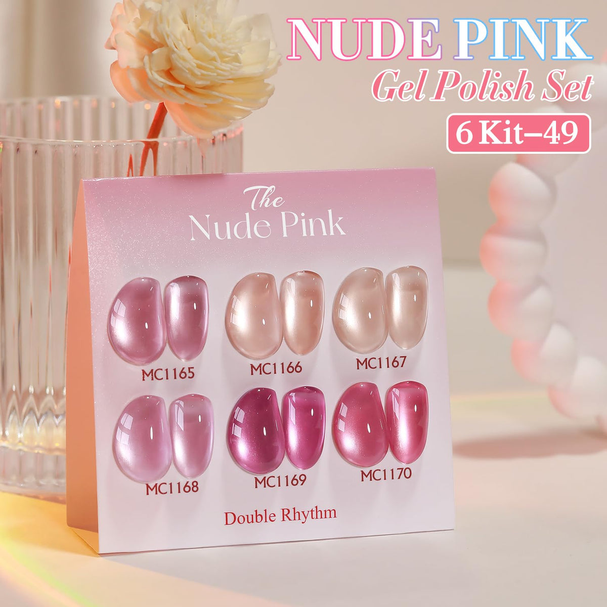 Double Rhythm color swatches display six vibrant shades for bold nail art.