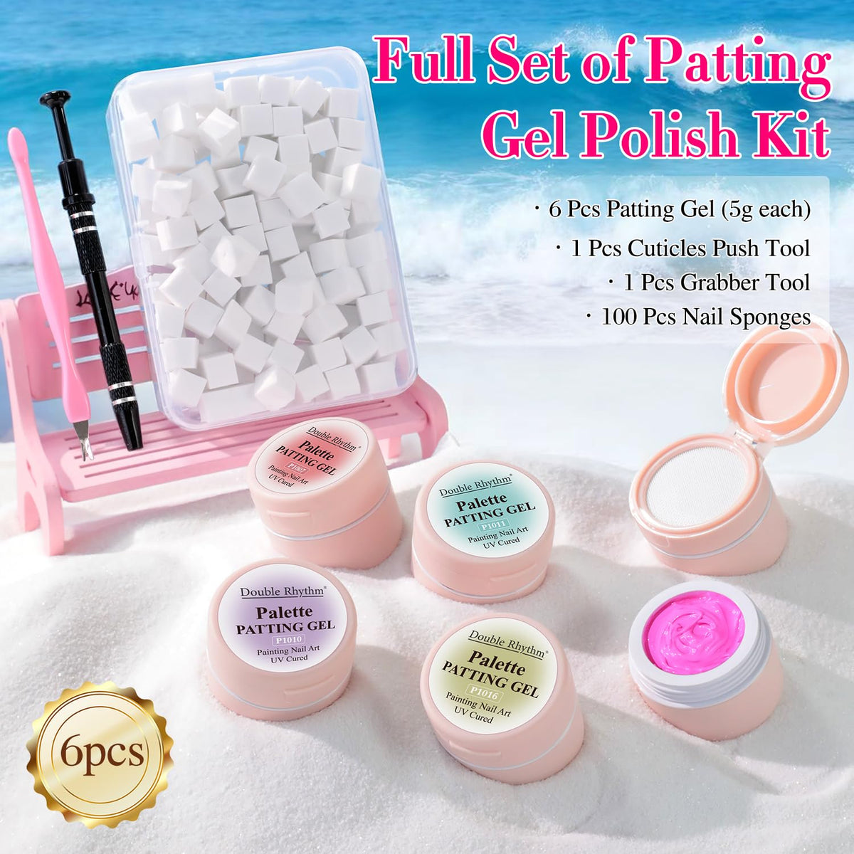 Double Rhythm cuticle pushing tool included for pre-nail prep.