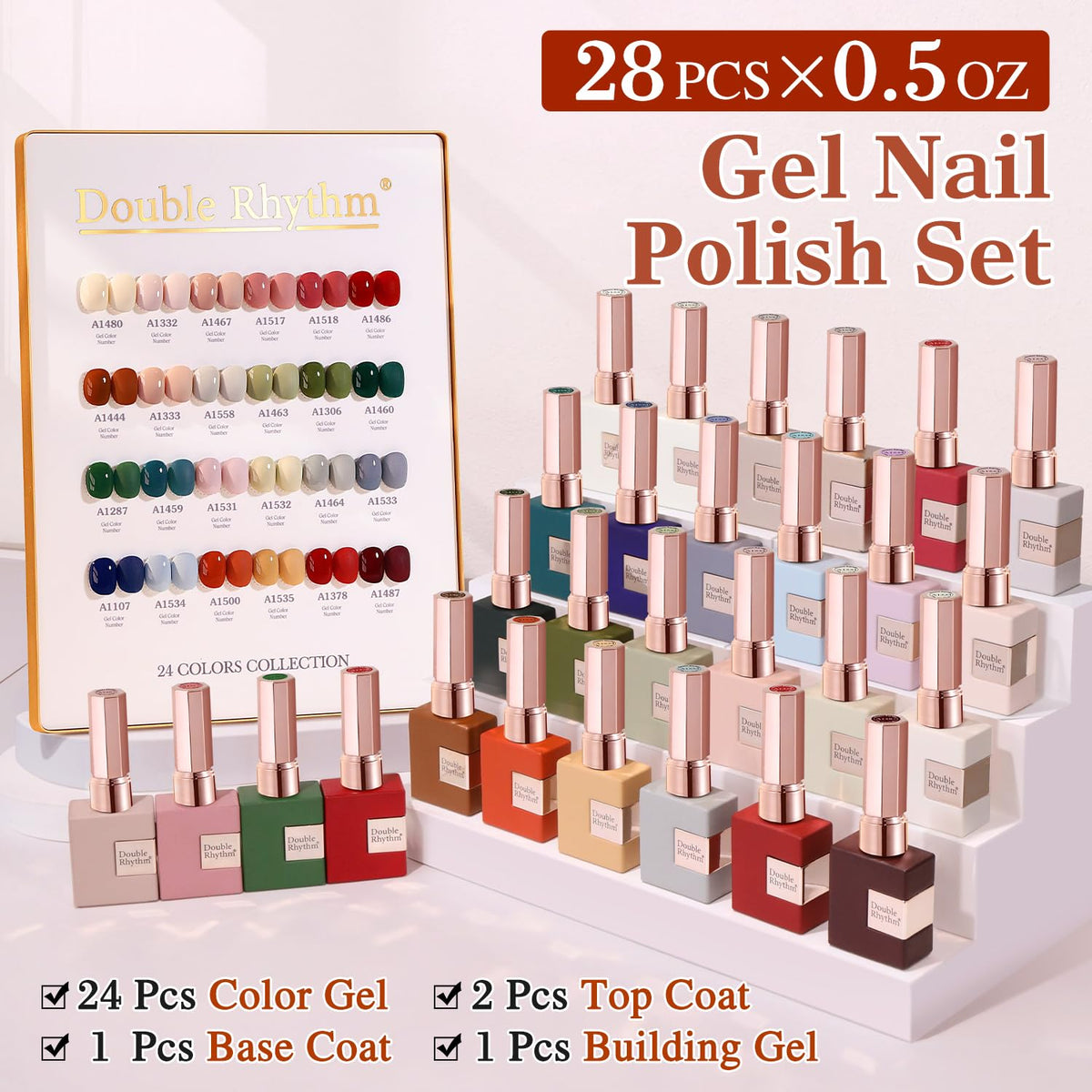 Double Rhythm base and top coat kit for smooth application and durable shine.