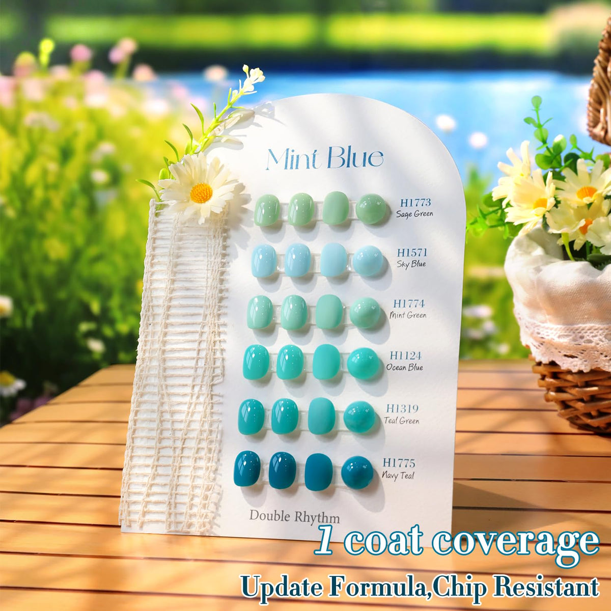 Double Rhythm swatch card displaying color options for easy choice.