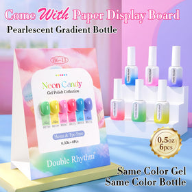 Double Rhythm neon green gel polish swatch shows a vivid, creative color.