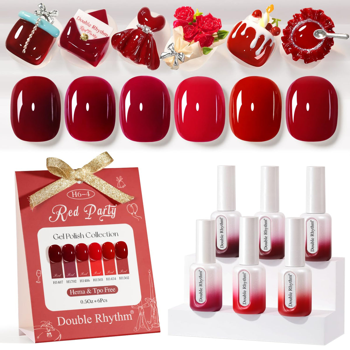 Double Rhythm gel polish set with six bottles for a cohesive manicure.