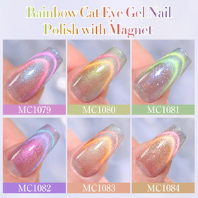 Shimmering glitter finish nails created with Double Rhythm polishes