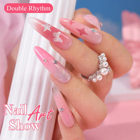 Gradient nail art example in nude pink rose tones