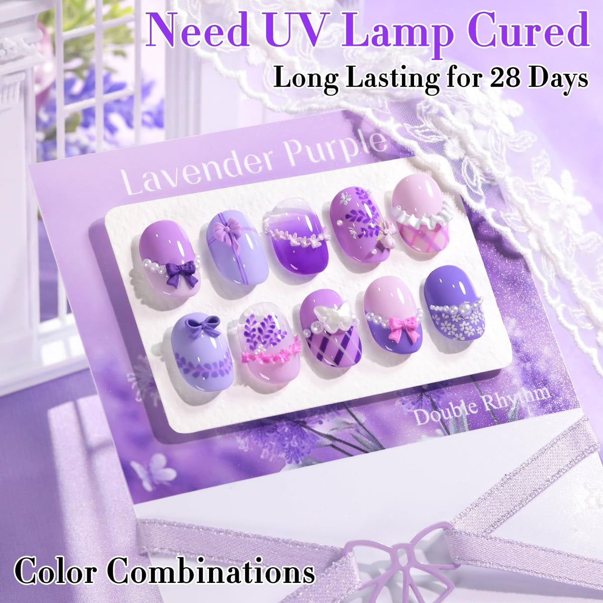 Double Rhythm Hema Free gel polish purple on color swatch for bold looks.
