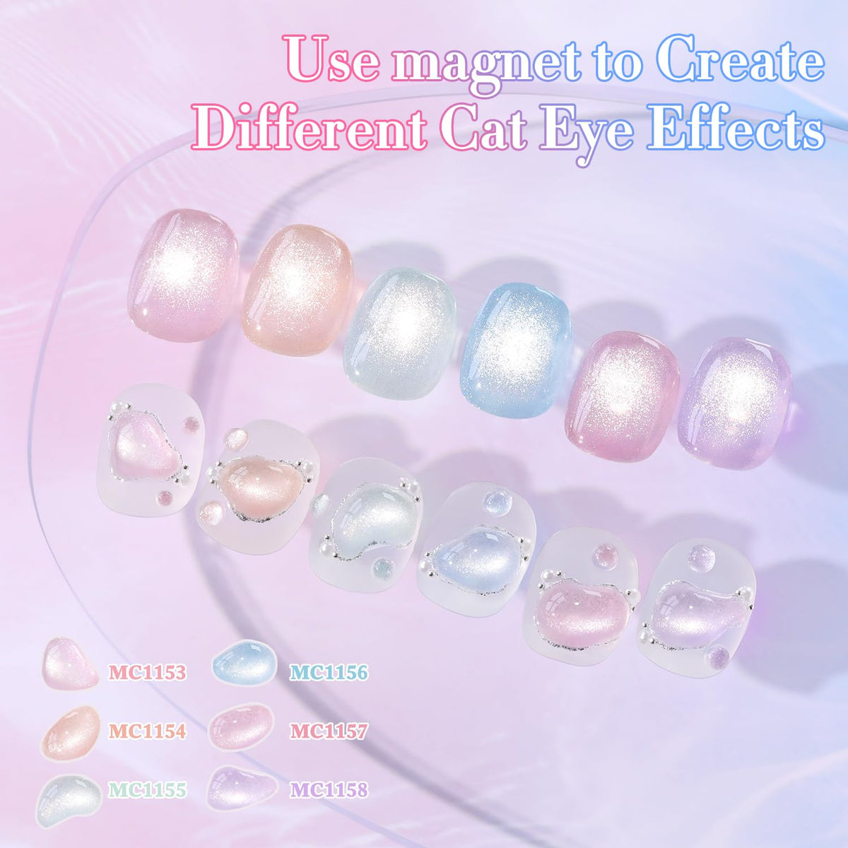 Double Rhythm holographic reflective finish adds depth to nails.