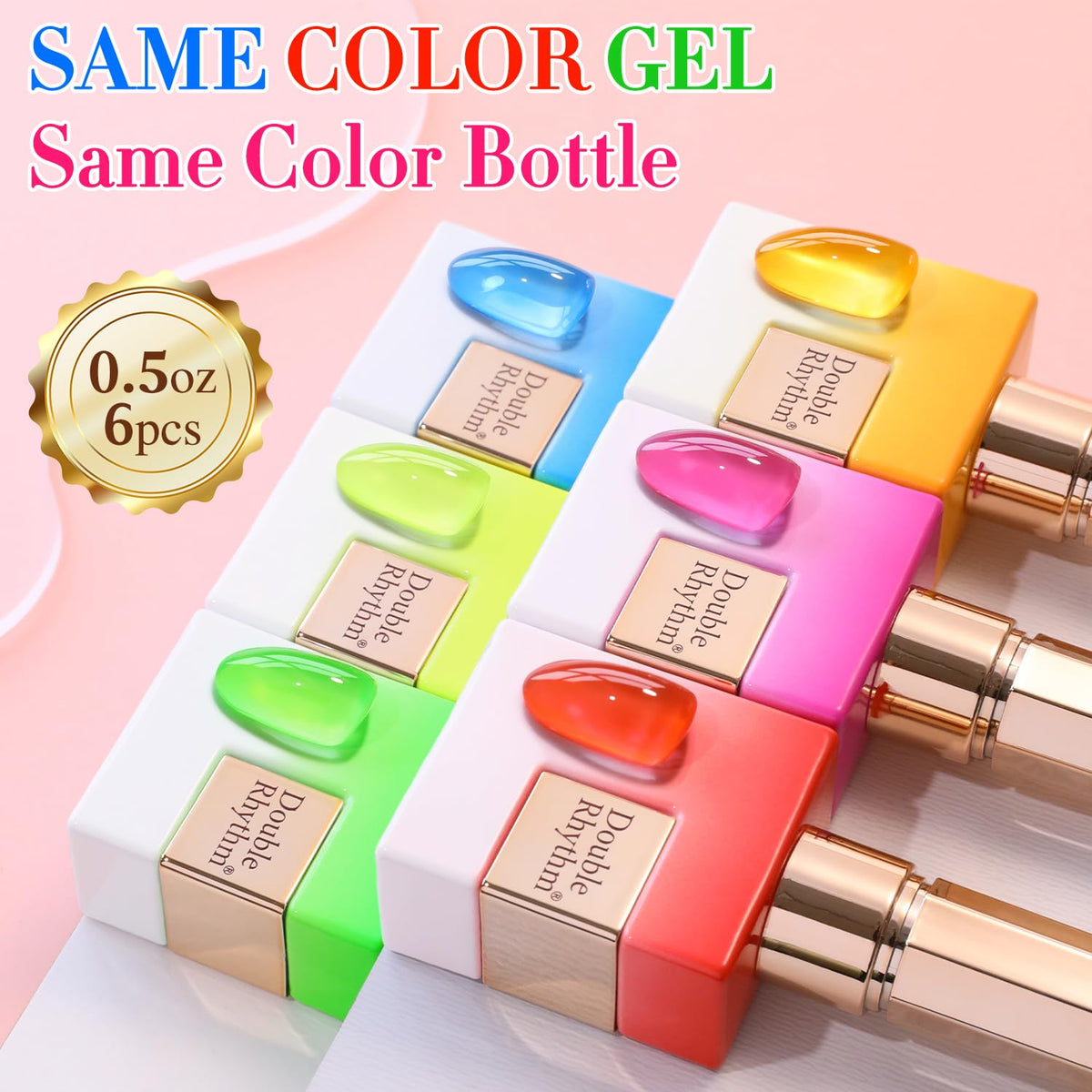 Double Rhythm jelly neon green gel polish bottle ready to spice up everyday nails.