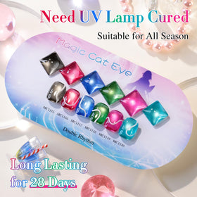 Double Rhythm magnet holographic effect on nails creates eye-catching shimmer.