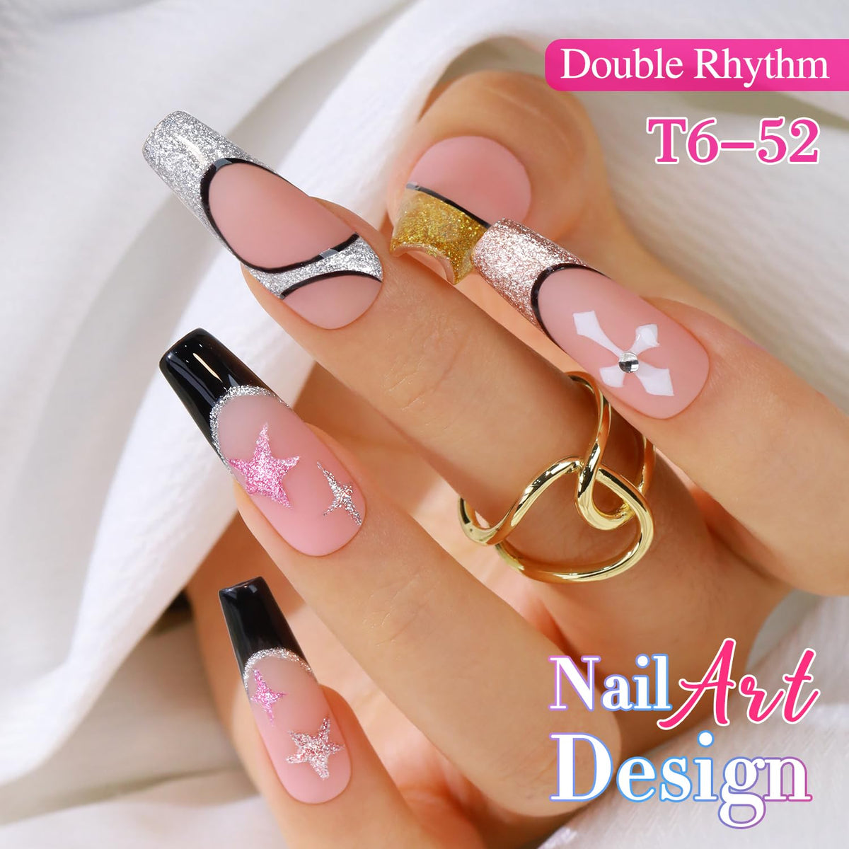 Double Rhythm hands show nail art designs ready for DIY sessions