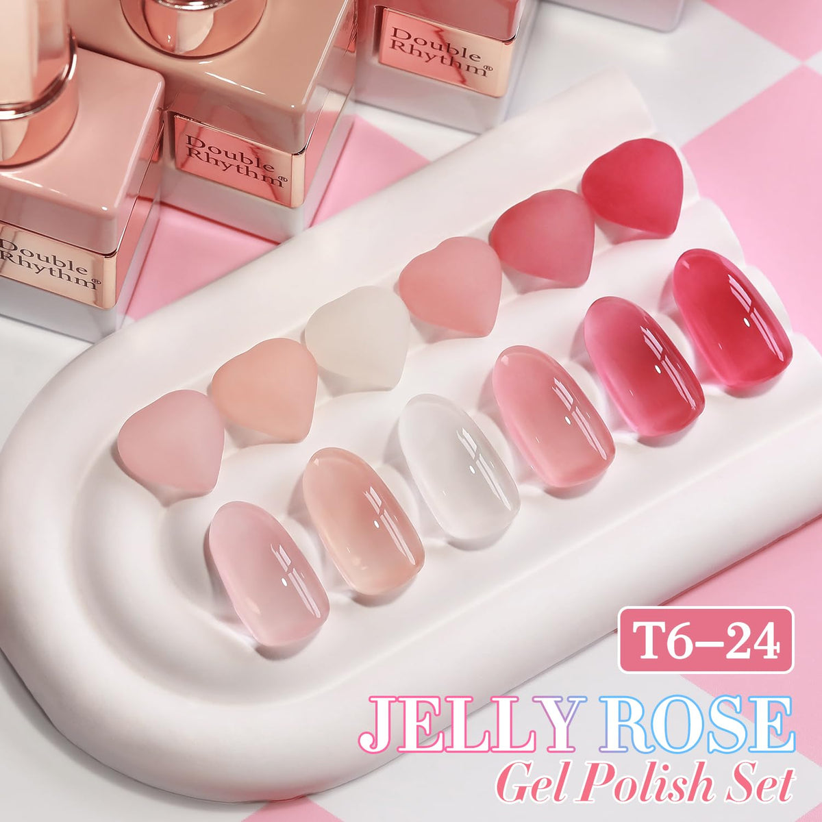 Double Rhythm nude peach gel polish 15ml for versatile daily nails.