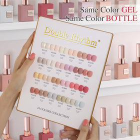Double Rhythm top gel clear delivers a glossy, long-lasting finish.