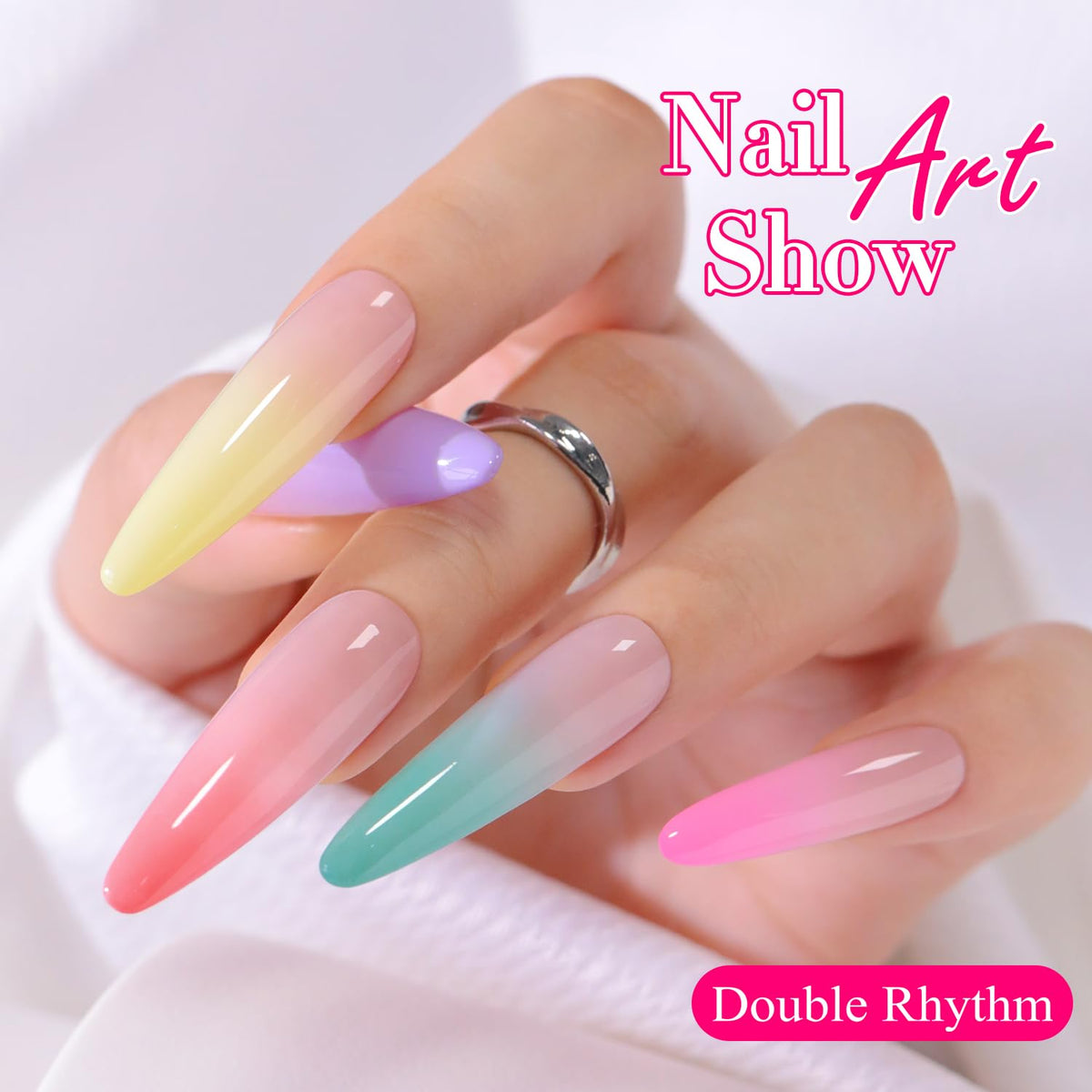 Double Rhythm purple gel color for bold accent nails.