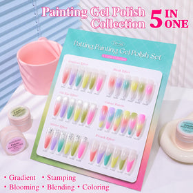 Double Rhythm color swatches showing six vibrant patting gel shades.