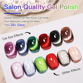 Double Rhythm glitter finish close-up highlights sparkle and premium formula.