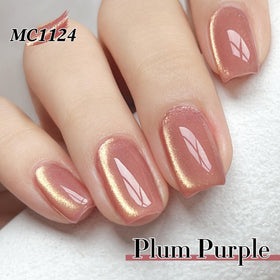 Six color gel polish bottles from Double Rhythm for versatile shimmering styles