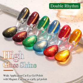 Nails curing under UV/LED lamp with Double Rhythm for a durable finish.