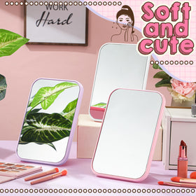 DoubleFill pastel purple vanity mirror adds elegant vibe to vanity.
