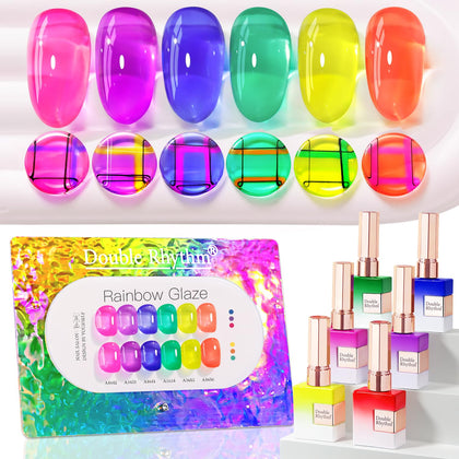 Double Rhythm pink gel polish set for vibrant home manicures.