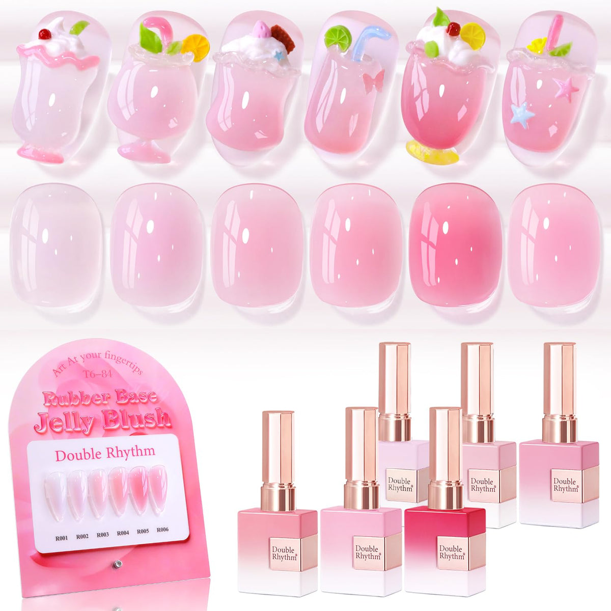 Double Rhythm milky nude rose gel polish bottle front with glossy finish